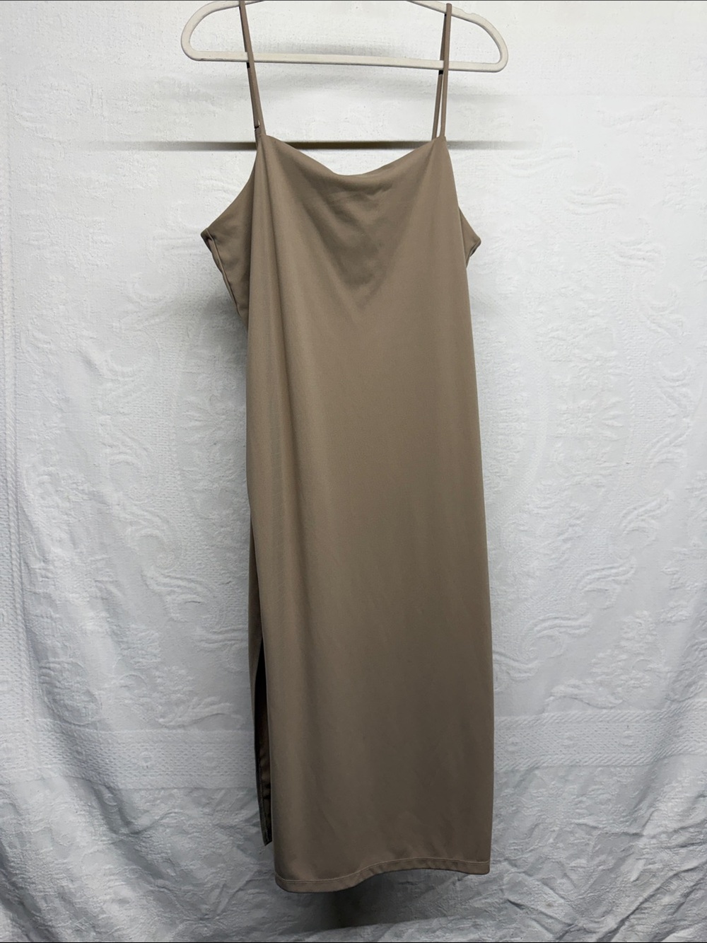 H&M Slip Midi Dress in Taupe Brown